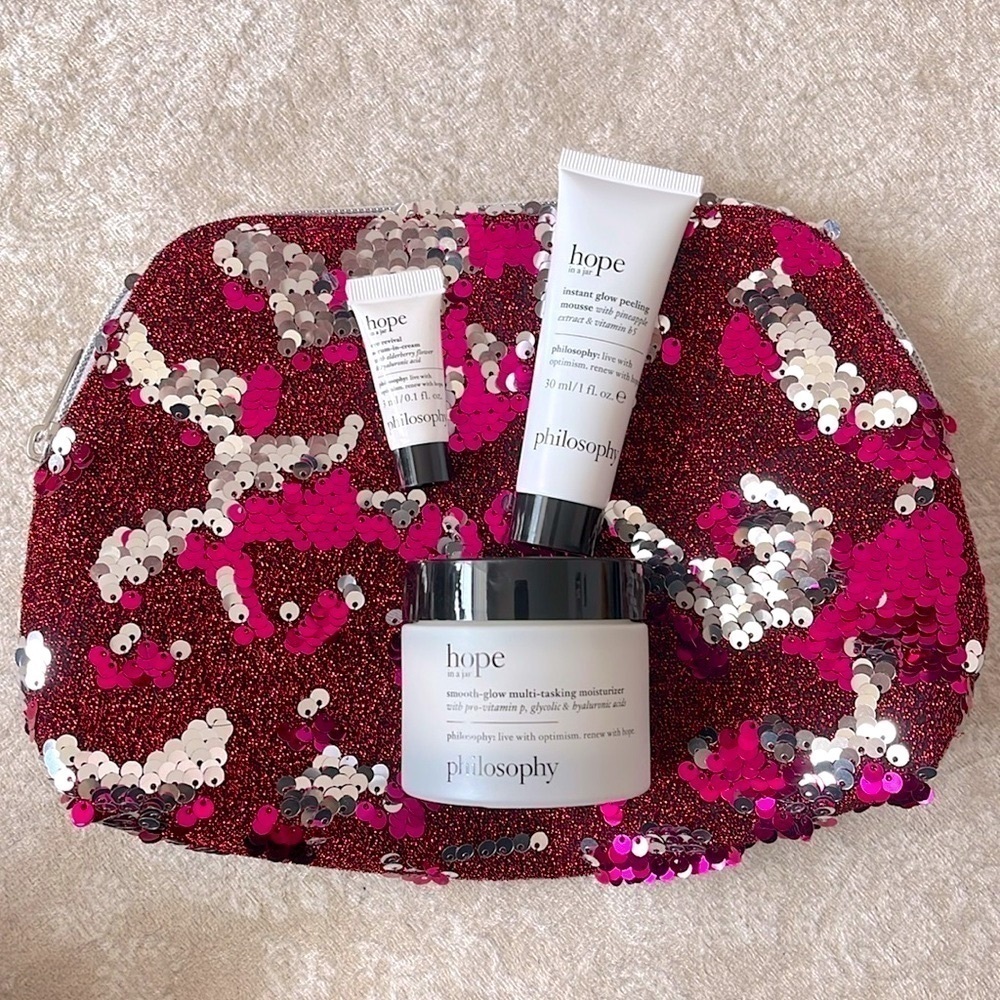 Brand New Philosophy Hope in a Jar Multi-Tasking Moisturizer, Peel, Eye Zip Bag